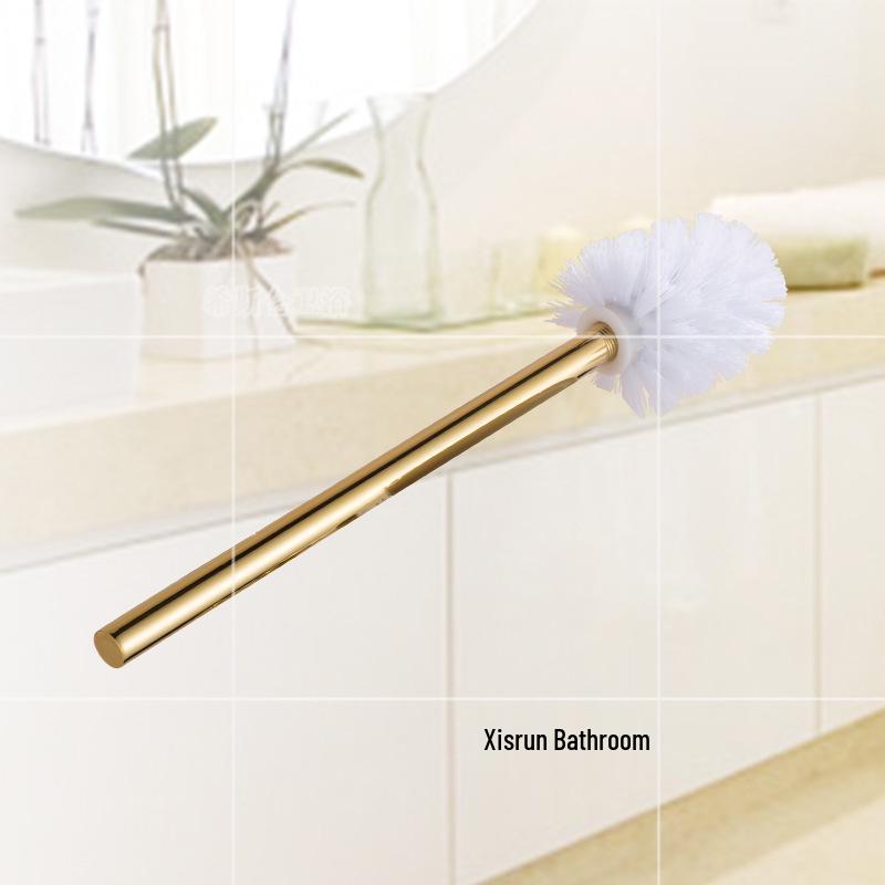 Gold Bathroom Toilet Brush with Long Handle and Soft Bristles