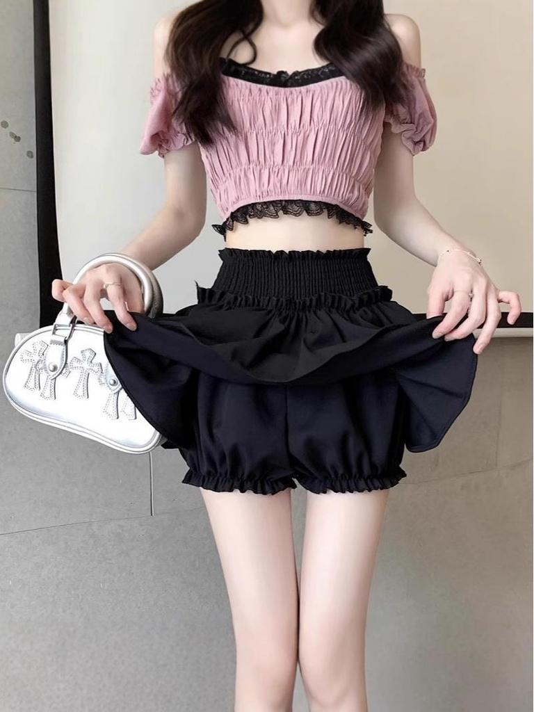 Herbstlicher High-Waist Petite Ballett Puffrock mit schlankmachender Chubby Hose - Süßer Stil Übergröße Damen Neuankömmling.