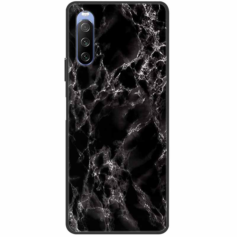 Soft Cover For Sony Xperia 10 III Case 5 III Soft Silicone Black Cases for Sony Xperia 1 III / Xperia1 XZ4 Covers Cool Marble