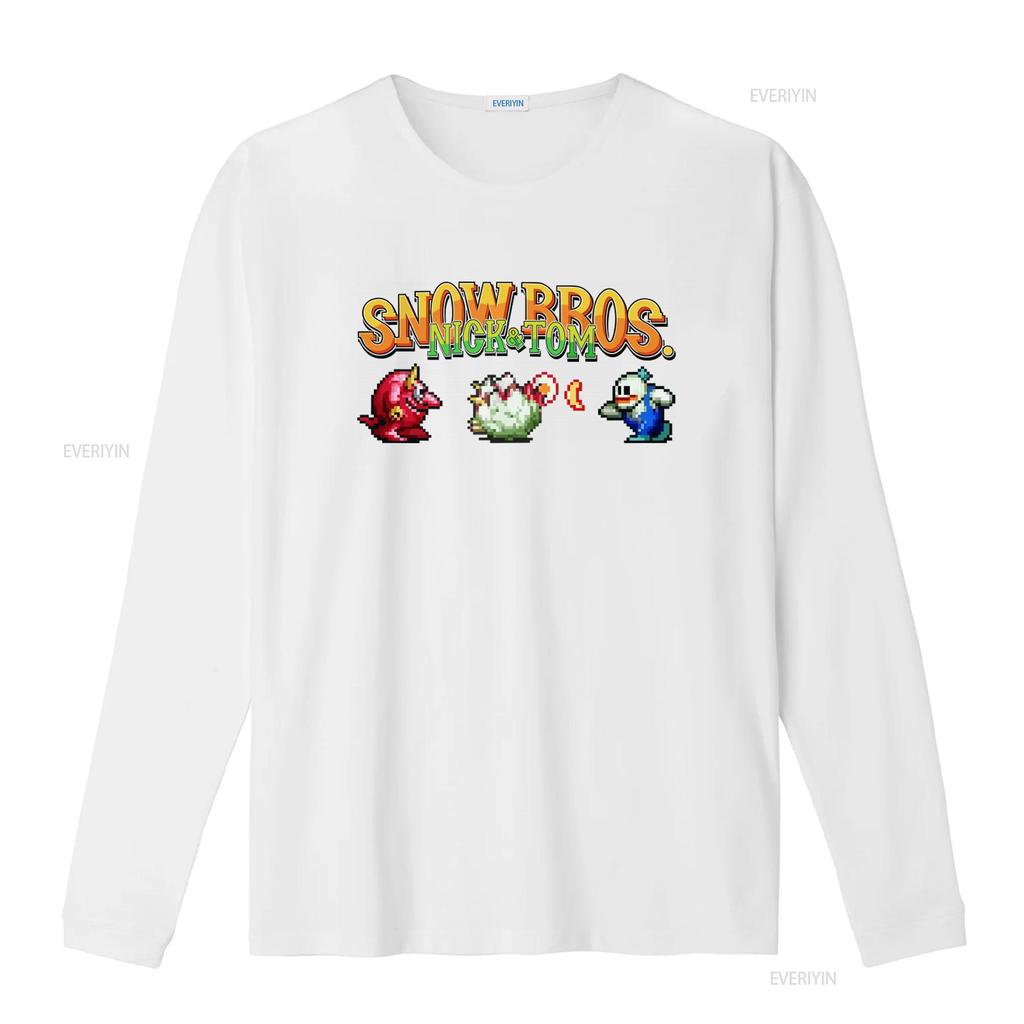 Snow Bros Retro Arcade 80s Game 8Bit Pixel Art T Shirt for Vintage Video Design Cool  vintage Washed Stretched Soft homme