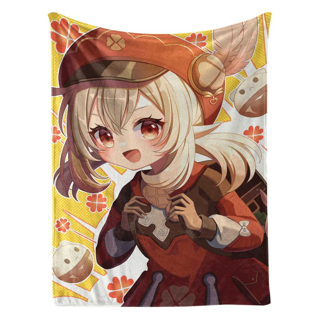 Genshin Impact Klee Cartoon Cute Blanket Cover Warm Soft Anime Flannel Knee Lanket Multifunctional Decoration Universal Blankets