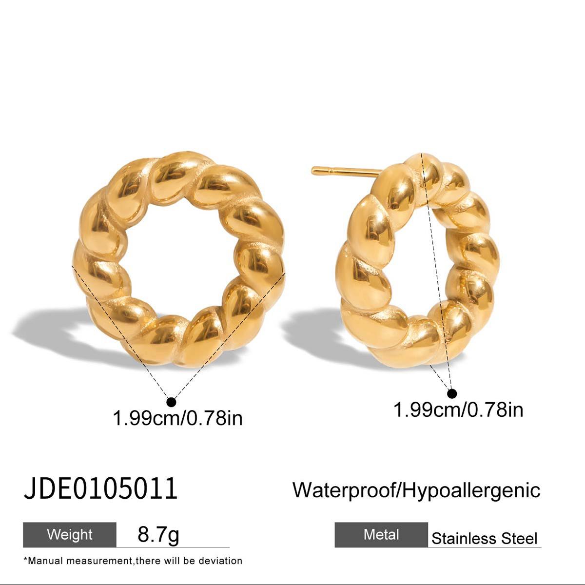 

Design sense Classic style 18K gold, twist winding pattern round hollow earrings earrings