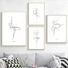 Black White Ballerina Line Wall Art Canvas Painting Line Drawing Ballet Dancer Poster and Prints Nordic Picture Girls Room Decor