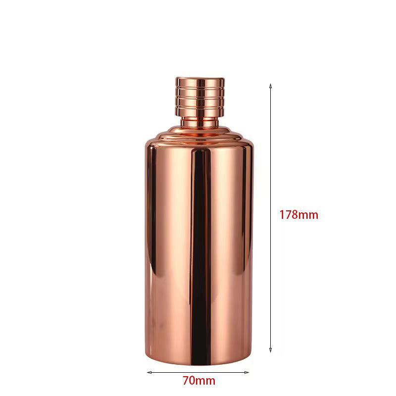 Gold Electroplated Black Hip Flask: 304 Stainless Steel, Cylindrical Baijiu Bottle, 1-2 Jin Maotai Style.