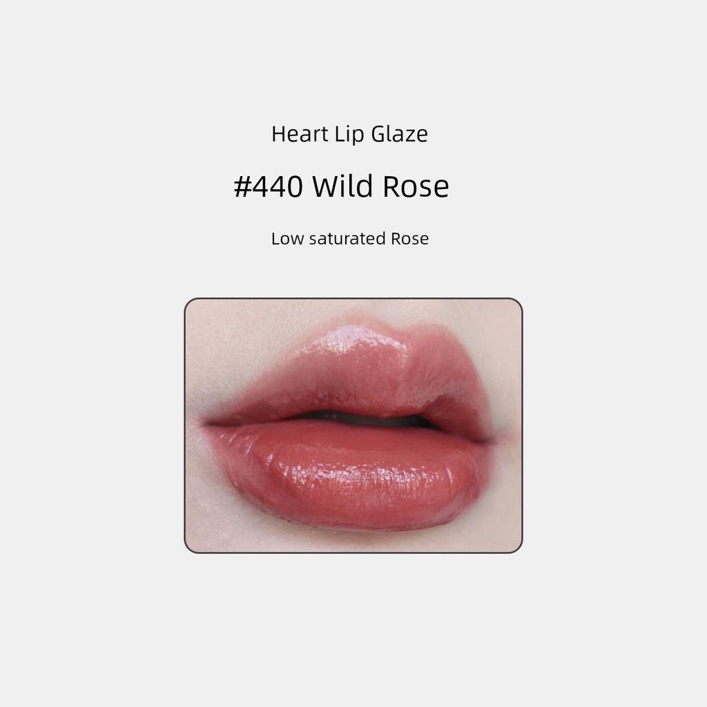 Heart-Shaped Black Tube Lip Gloss Ys Swatch Colors 610 440 441 Ice Oolong Desire Wild Rose Mirror Glass Lip