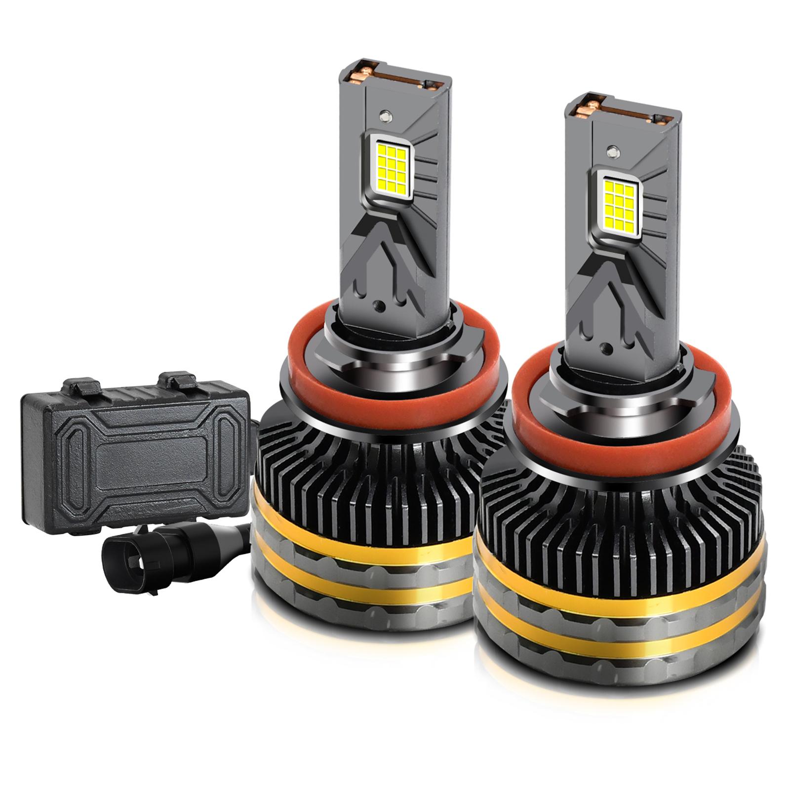 

9006 Светодиодные лампы для фар IP68 Водонепроницаемые автомобильные светодиодные лампы для фар 6000K 200W 20000LM Яркие светодиоды H11 чёрный