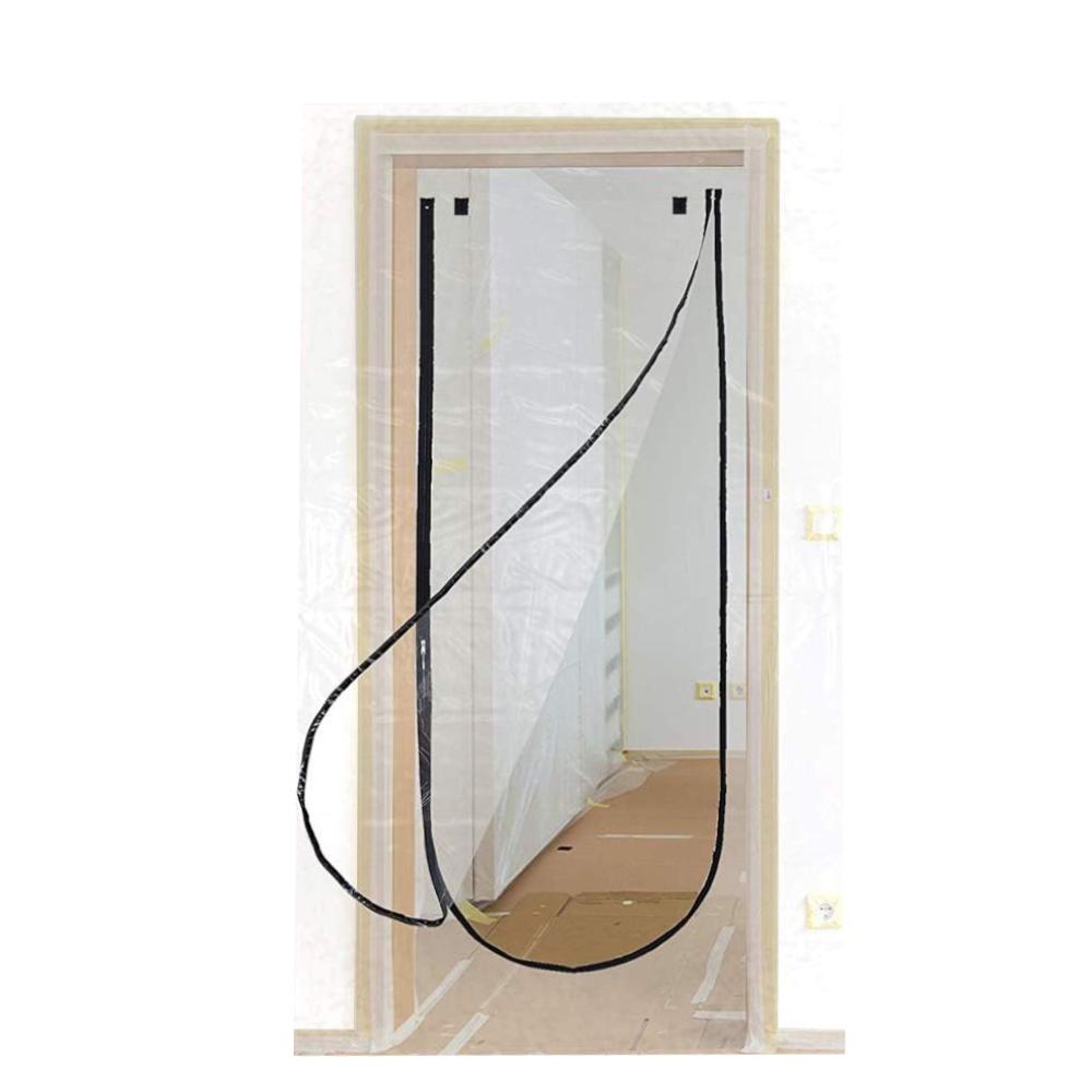 

48 in. x 86.4 in. Plastic Dust Barrier Zipper Door Kit U-type Screen Door слоновая кость