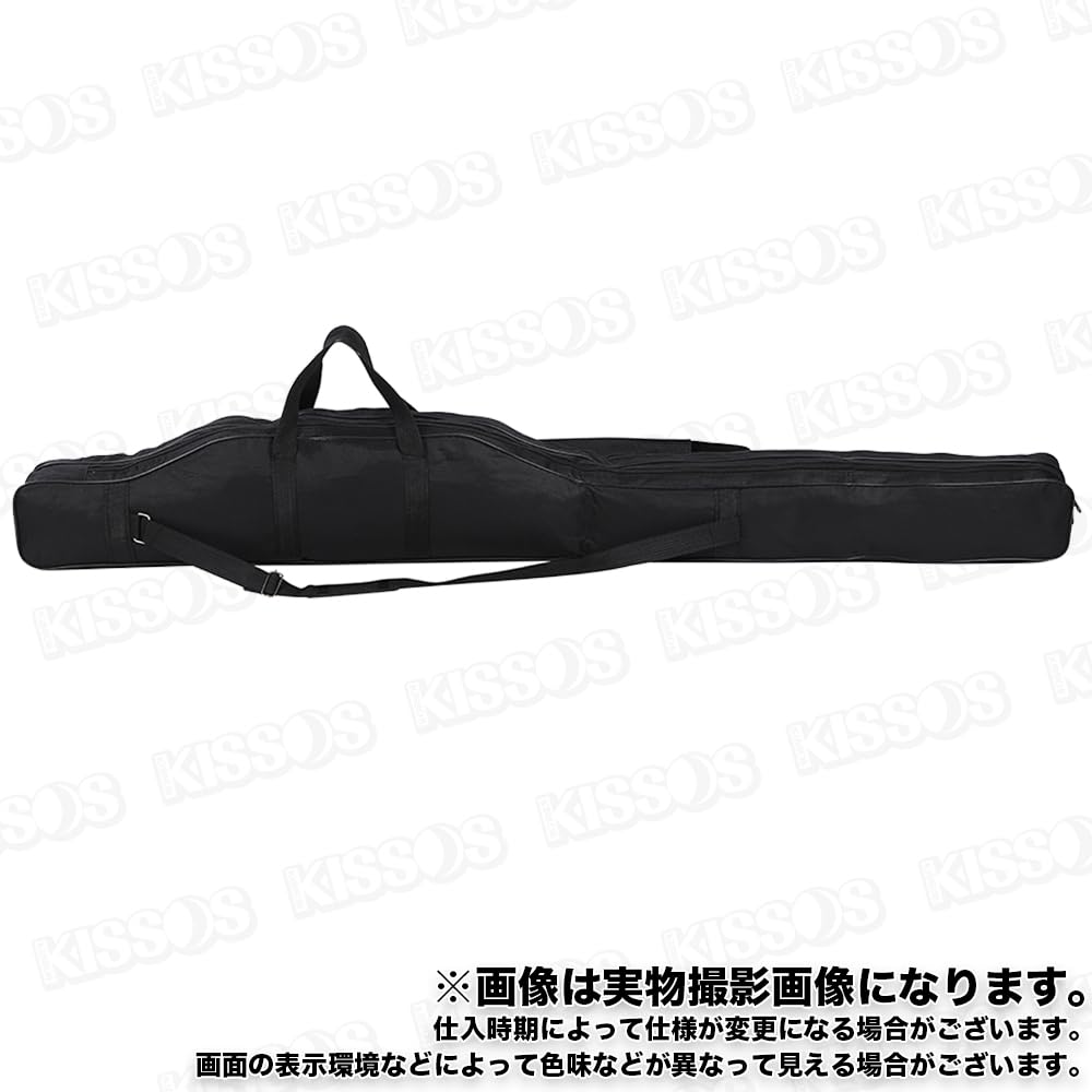 Portable Fishing Rod Storage Bag, 1.5m Rod Cover, Large Capacity, Foldable, Shoulder Strap, Easy to Carry, (Black)