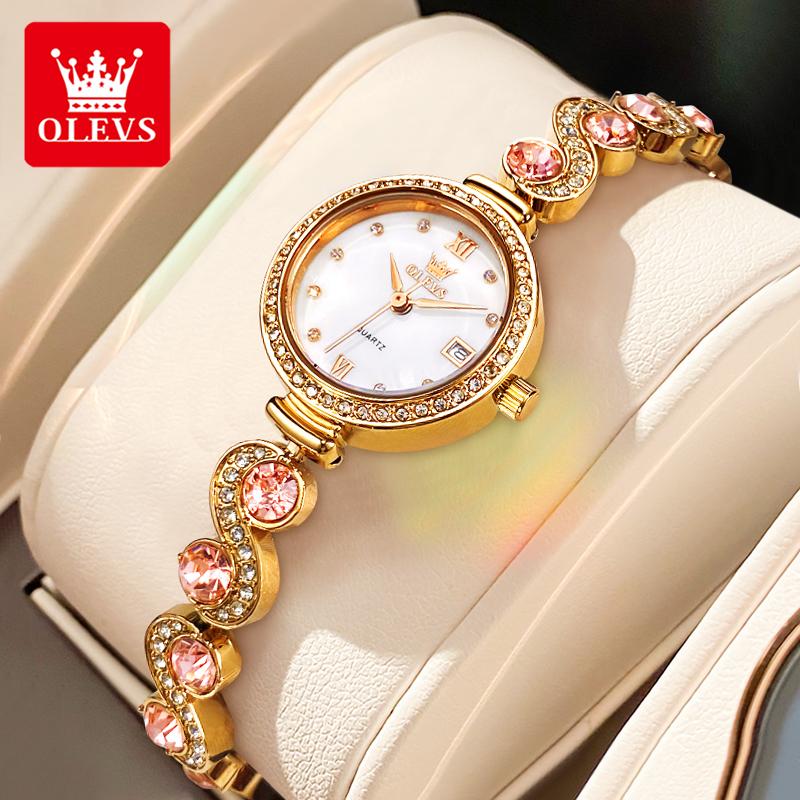 OLEVS 5633 Fashion Luxury Ladies Bracelet Quartz Watches Waterproof Diamond Bezel Women Dress Wristwatch Elegant