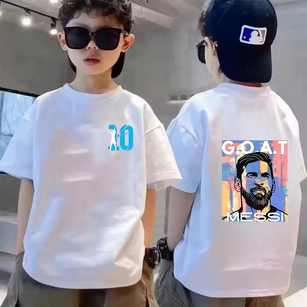 Sommer Kinder T-Shirt Kurzarm Messi Doppelseitiger Druck Lässig Mode Sport T-Shirt Top Kind Y2k Junge Mädchen Kleidung