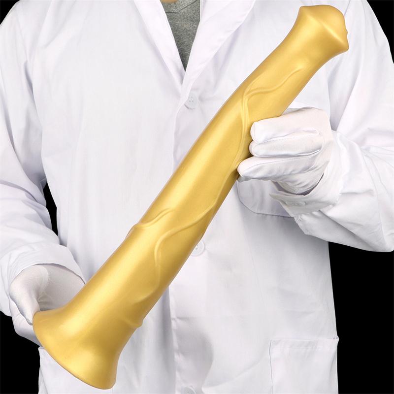 Weiblicher goldener Silikon-Super-King-Size-Dildo, Analplug, Pferd, hängender Esel-Masturbator, erotisches Produkt für Erwachsene