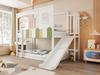 Bunk Bed Children's Bed 90*200 Cm House-Shaped Frame with Windows, Irregular Multicolor Railing Design, with Slide and Safety Ladder, Loft Bed, White