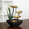 Relaxation Tabletop Water Fountain with Rocks 3 Tier Lotus Leaf Small Waterfall Fountain with Light for Indoor Zen Home Bedroom Desktop Decor