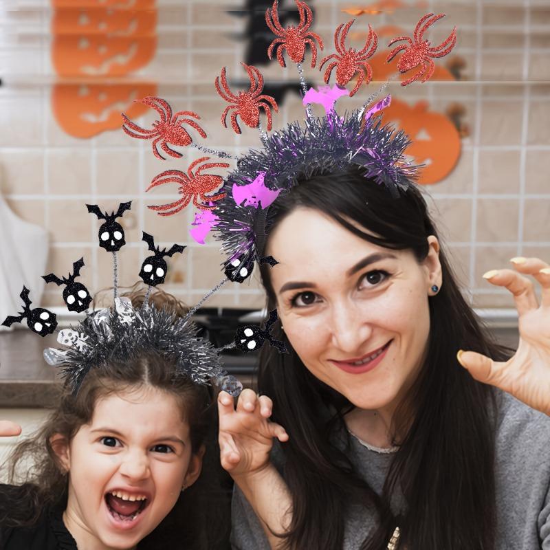 Halloween Headband, Pumpkin Spider Top Headband, Ghost Party Decoration, Funny Radial Colored Strip Headgear