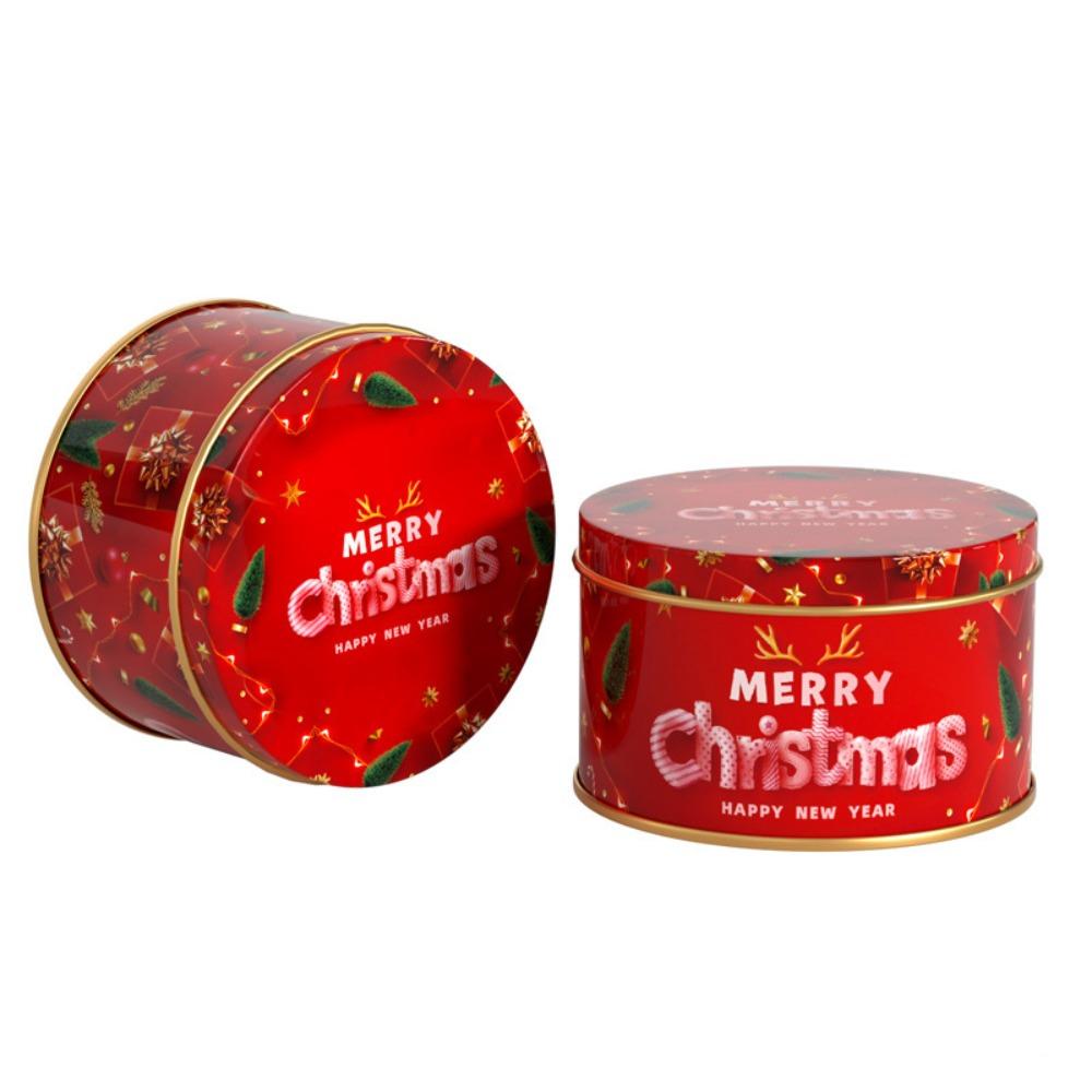 

New Round Christmas Box Multii Style DIY Candy Tin Can Metal Container Empty Box Sugar 7.5x4.5cm