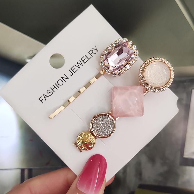 Set Women Hair Clips Jewelry Crystal Hair Accessories For Girls Pearl Geometric Barrettes Pins Christmas Gift