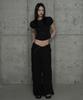ETRE AU SOMMET Drape Pintuck Zipper Roll-Up Short Top (Black)