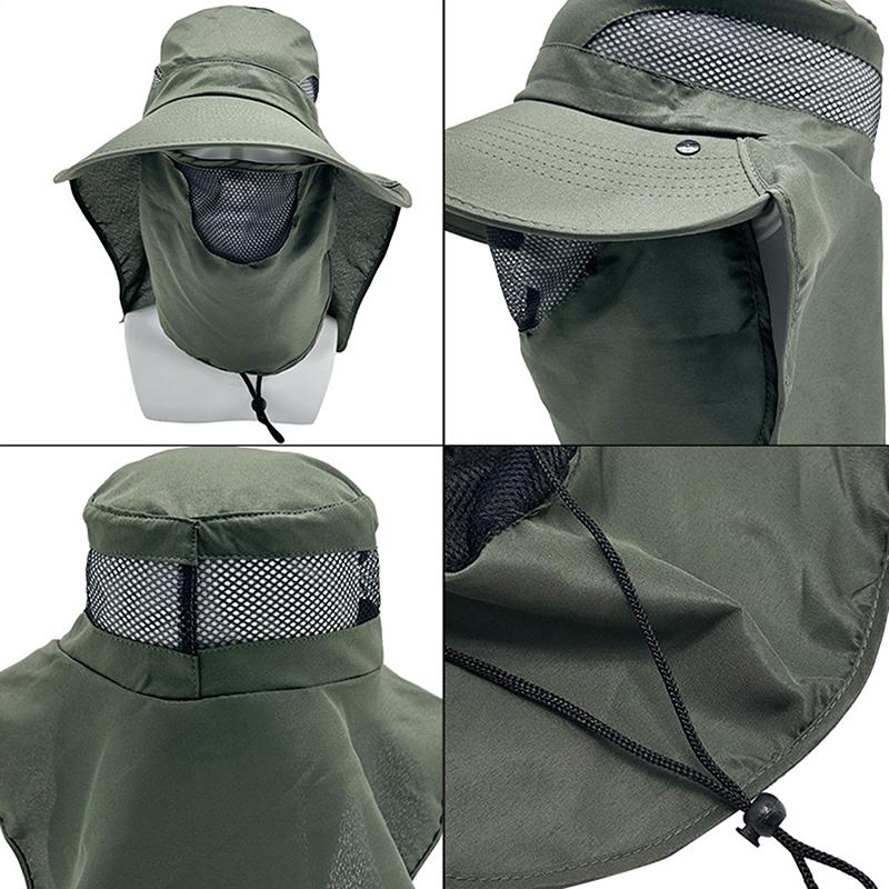 Face Neck Protection Beach Cap For Men Detachable Quick Drying Anti-Uv Bucket Hat All-Directional Shawl Sunscreen Hat Gifts