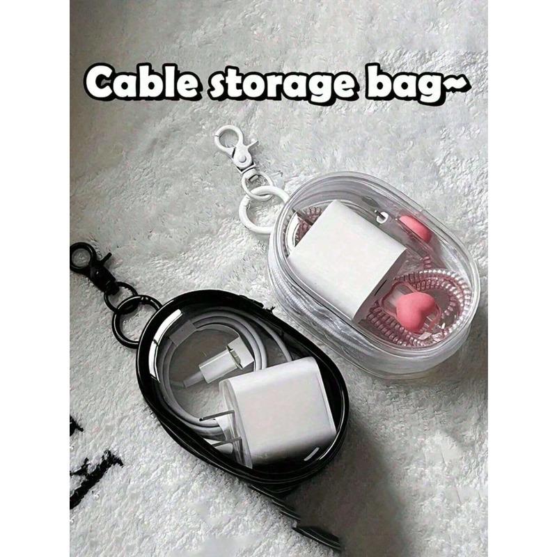Transparent Mini Data Cable Organizer Bag, Dual Zipper Design, Suitable For Data Cables, Chargers, Earphones, Jewelry And Small Accessories