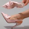 Satin Elegante Spitze Pumps Damen Sandalen Plissierte Mode Hochzeit Party Kleider Schuhe Weiblich Flach Hohe Absätze Damen