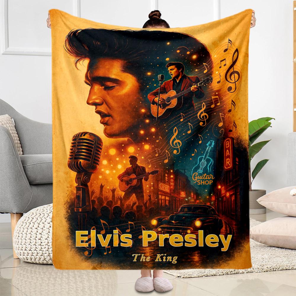 Elvis Presley: Rock Roll Blanket Ultra-Soft Great for Livingroom Sofa Bedding Four Seasons Multipurpose Modern Style Gift for Travel Home Birthdays