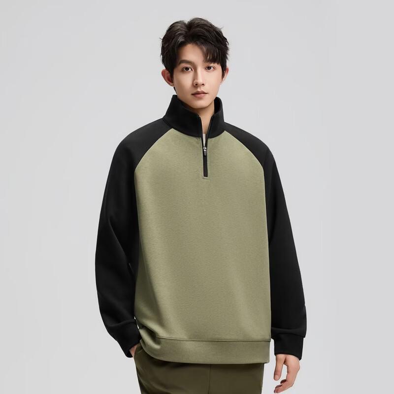 JEEP SPIRIT Men's Loose Fit Half-Zip Stand Collar Sweatshirt