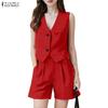 Women Sleeveless Vest Tops and Shorts Summer Two Piece Suit Sets