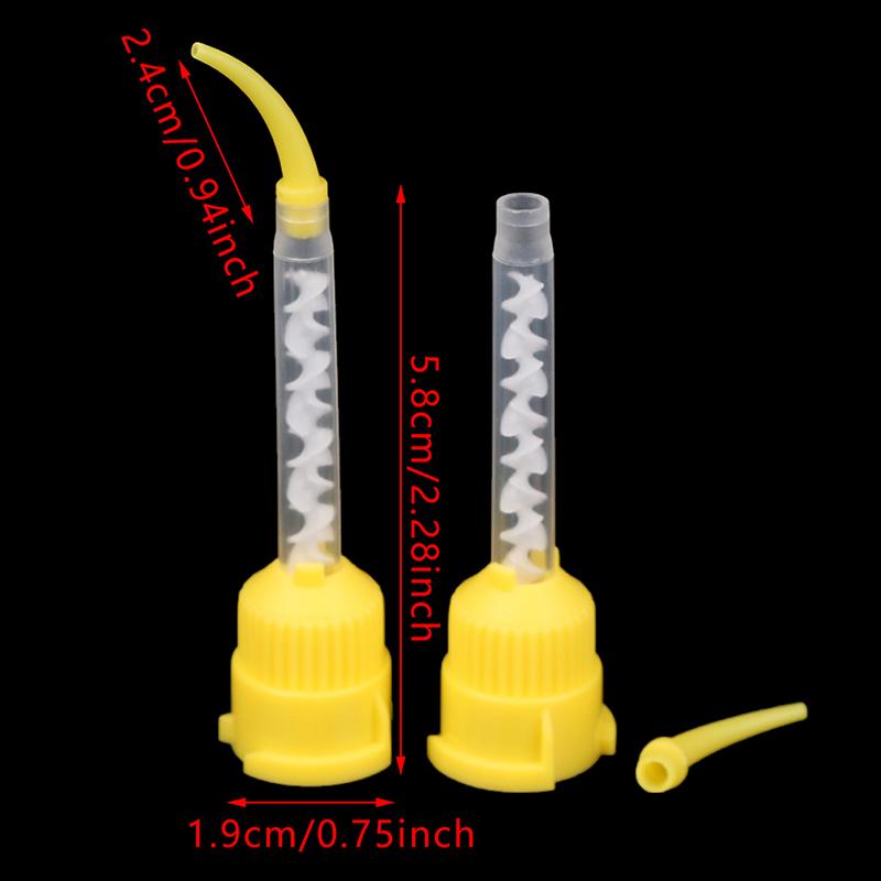 50/100 Pièces Matériaux Dentaires Odontologie Caoutchouc Silicone Tête de Mélange Transfératrice Embouts d'Impression Jetables Embouts de Mélange Tube de Mélange