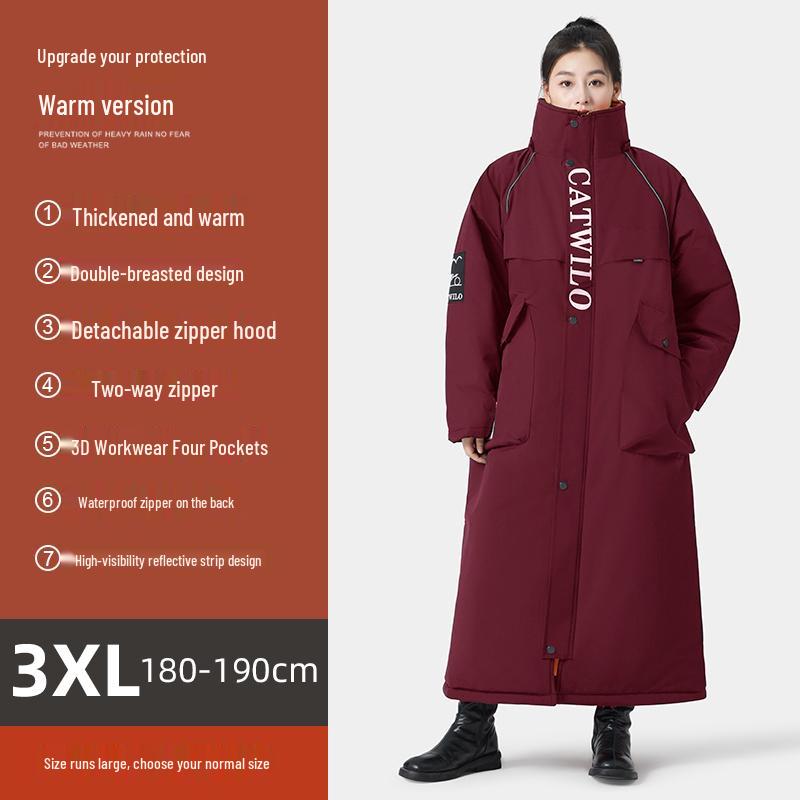 Electric Vehicle Winter Windshield Fleece-Lined Warm Coat for Bicycles & Motorcycles - Cold Weather Windproof Gear