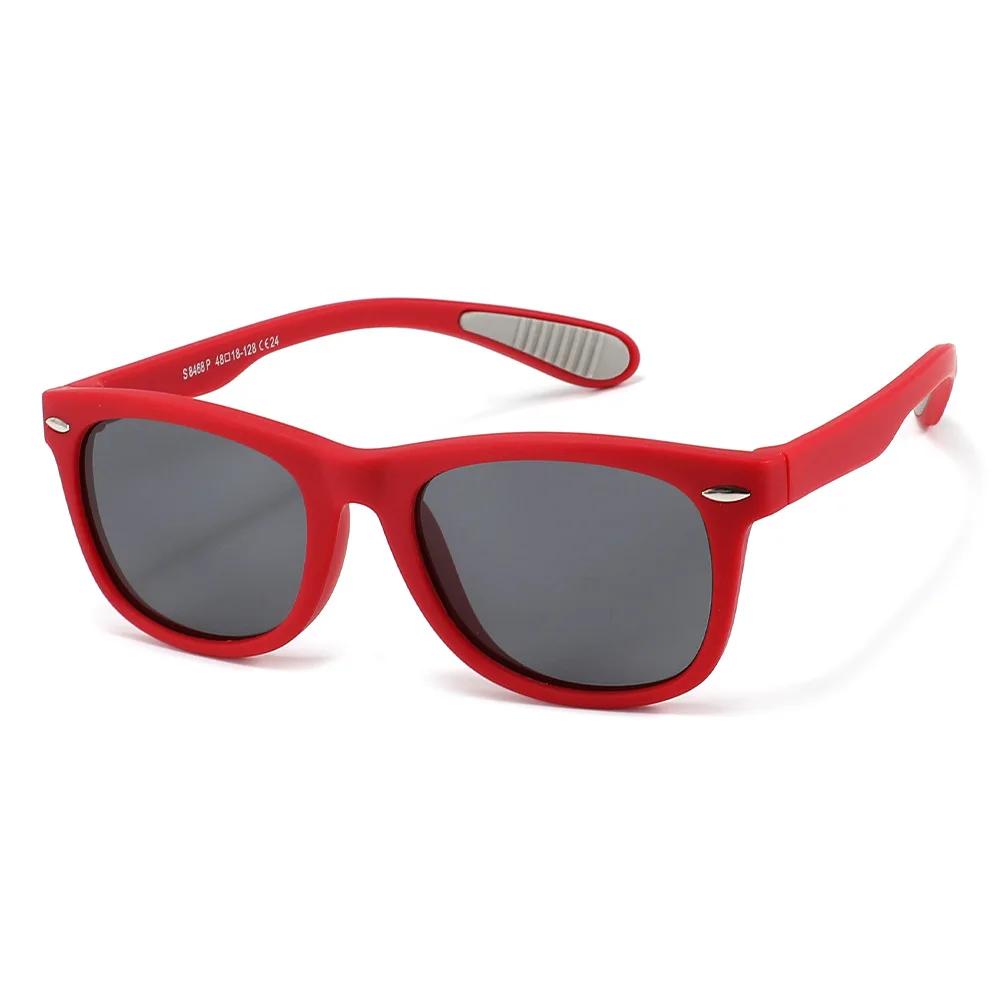 Fashion Square Children Sunglasses Baby Sunshade Silicone TPEE Frame Glasses Girl Boy Outdoors Polarized Shades UV400 3-12 s