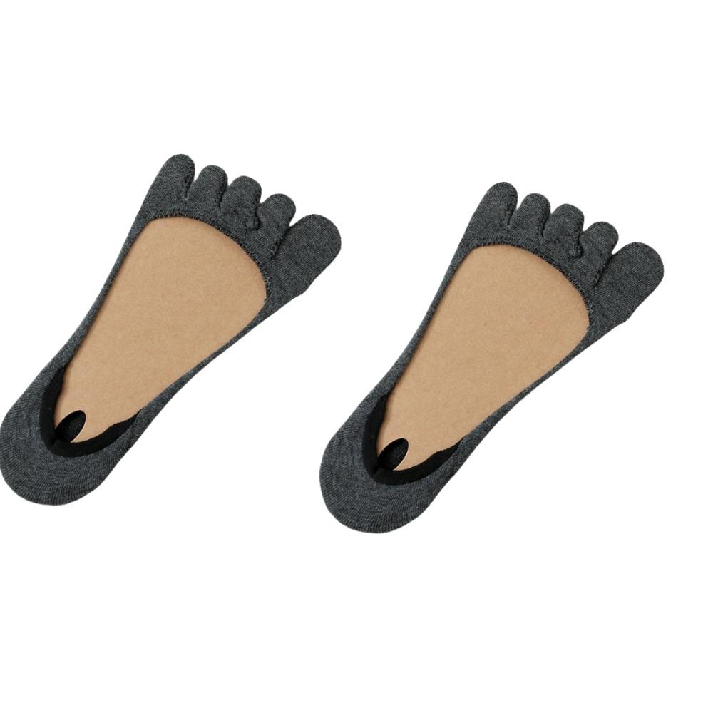 

2Pcs Breathable Invisible Socks Womens Thin Cotton Boat Socks All Match Five Finger Socks Summer 2Pairs Grey