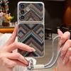Geometric Cloth Texture Leather Lanyard Case For Samsung Galaxy A57 A37 A17 A56 A36 A26 A16 A55 A54 5G S21 FE S22 S23 S24 S25 Plus S26 Ultra