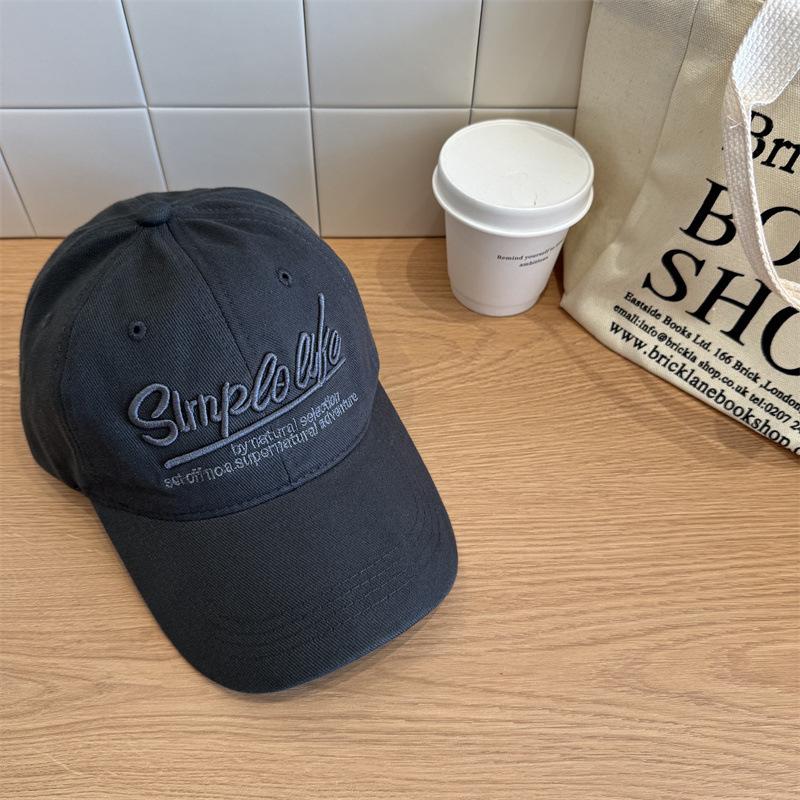 Vintage Letter Embroidery Baseball Cap Women's Large Deepened Wide Brim Versatile Sunshade Sunscreen Cap