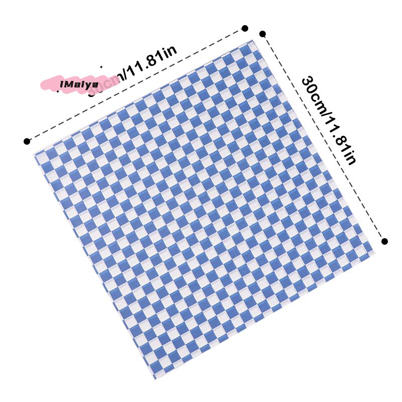 100 Stück 30*30cm Kariertes Lebensmittelgeeignetes Fettpapier Wachspapier zum Einwickeln von Lebensmitteln Korbeinlage Brot Sandwich Burger Pommes Ölbeständiges Papier