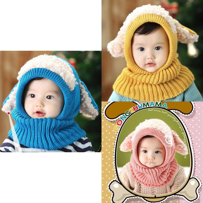 Toddler Knit Cap With Cute Dog Pattern For Kids Winter Warmth And Wind Resistance