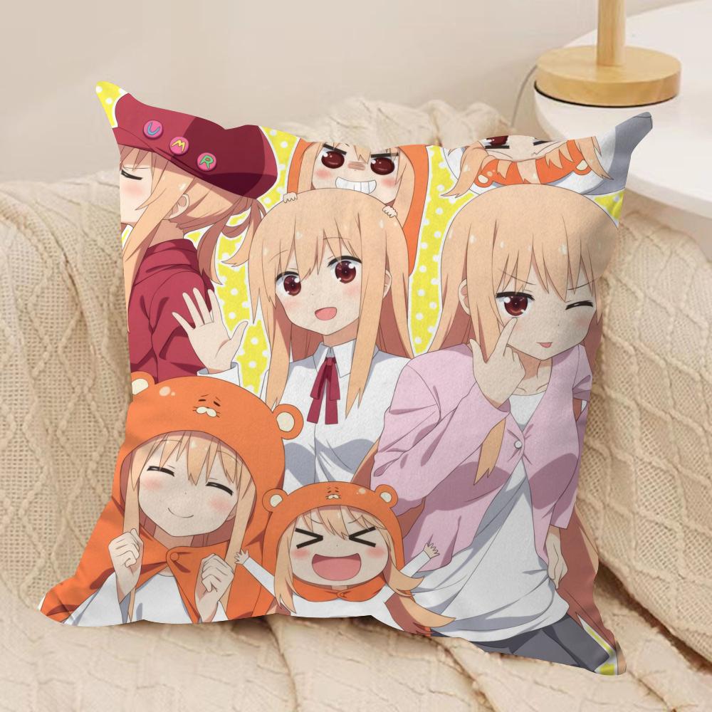 Umaru Doma Anime Cushion Cover Soft Plush Fabric Double-Sided Printed Sofa Cushion Cover for All Seasons Home Decor Gift