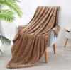 Winter Flannel Tassel Ball Blankets for Beds Warm Lightweight Plush Fleece Sofa Cover Decor European Style Solid Shawl Blanket