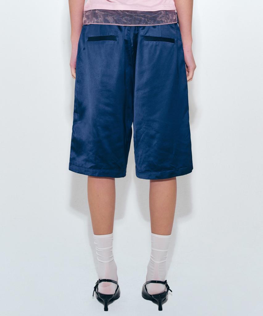 Nigaennikol Double Line Satin Half Pants_Navy