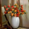 4 Heads Vintage Burnt Edge Silk Roses Retro Artificial Flowers Chic Dried Rose Bouquet For Home Wedding Party Decor