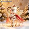 2D Acryl Sternzeichen Steinbock Weihnachtsbaum Anhänger Glücksbringendes Rot-Gold Design Für Rückspiegel Neujahr Hausdekoration