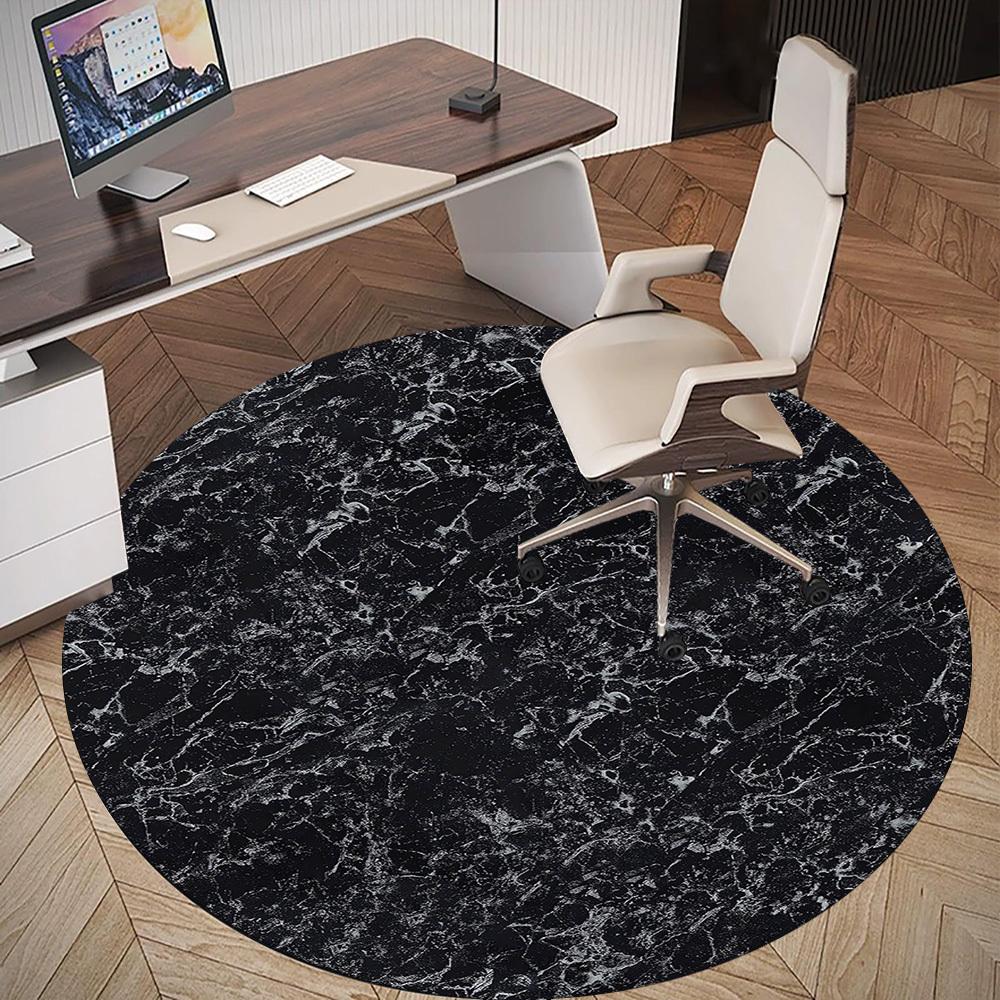 1pc Marble texture Round Chair mat Area Rug - Non-Slip, Floor Mat for Office, Bedroom, and Indoor Decor -1002111