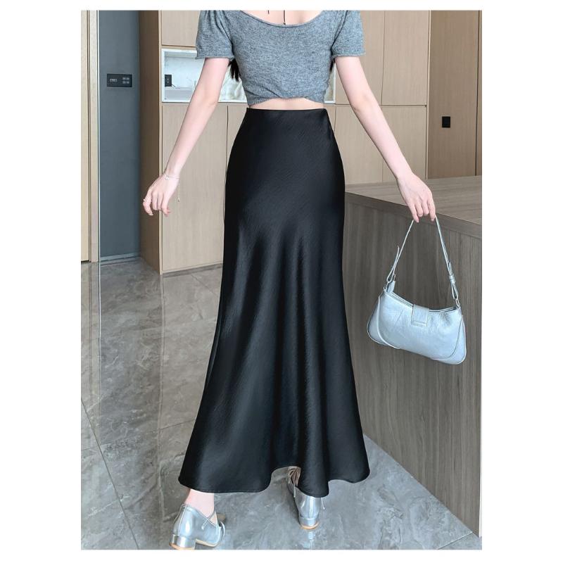 Lace Splicing Acetate Satin New Chinese Style Gentle Temperament Slimming Skirts