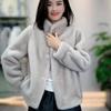 Winter Fashion Short Mink Coat with Stand Collar Shelan Mink Fur New Style