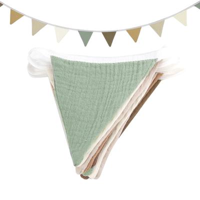 Guirlandes de Fanions en Tissu Coton Triangulaires Lavables pour Chambre d'Enfant et Salon