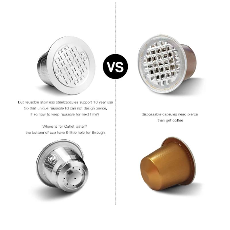Cápsulas de Café Reutilizáveis iCafilas Moedor de Café de Aço Inoxidável Para Máquina Nespresso Porta-Filtro Recarregável Pods