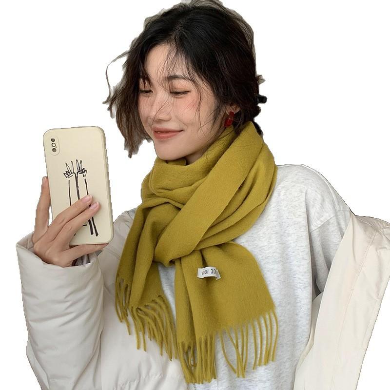 Korean Version of Solid Color Wool Scarf Women's Winter Shawl Thickened Warm Versatile Scarf Birthday Teachers' Day Gift Men