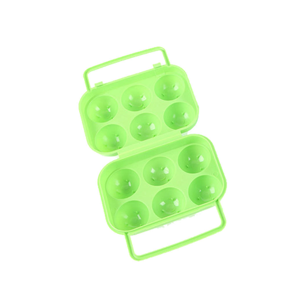 Portable 6 Eggs Plastic Container Holder Folding Egg Storage Box Handle Case