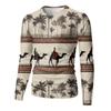 Men's V-neck Casual Fashion Printed Long-sleeved T-shirt Top