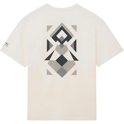 Li-Ning Loose Casual Short Sleeve T-Shirt With Geometric Pattern Print And Pocket Unisex Tops Off-White AHSS161-3