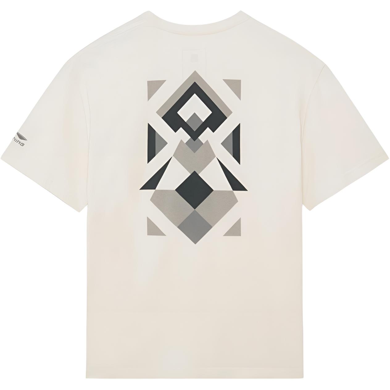 

Li-Ning Свободная повседневная футболка с короткими рукавами, геометрическим узором и топами унисекс с карманами Off-White AHSS161-3 M